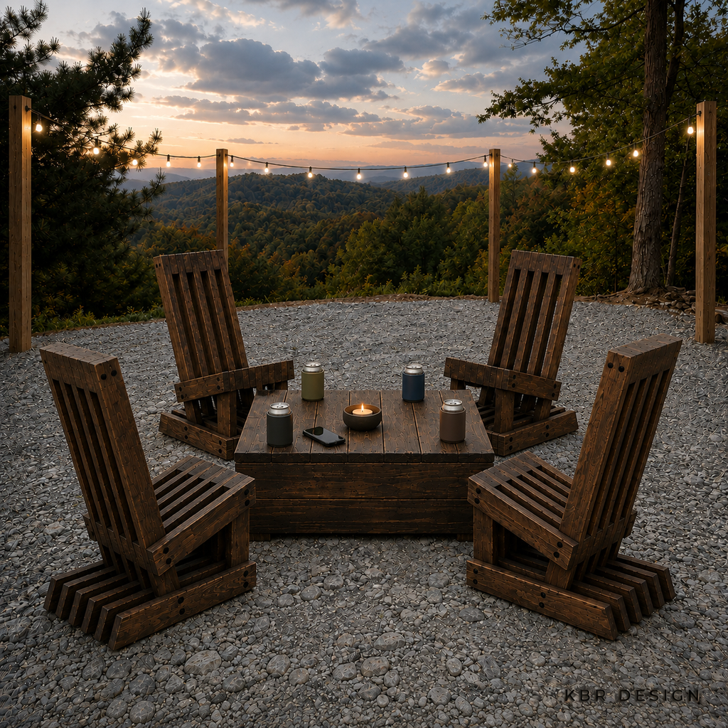 -Custom Original Shadow Slat™ Outdoor Chair Set (4) + Low Profile Outdoor Table-
