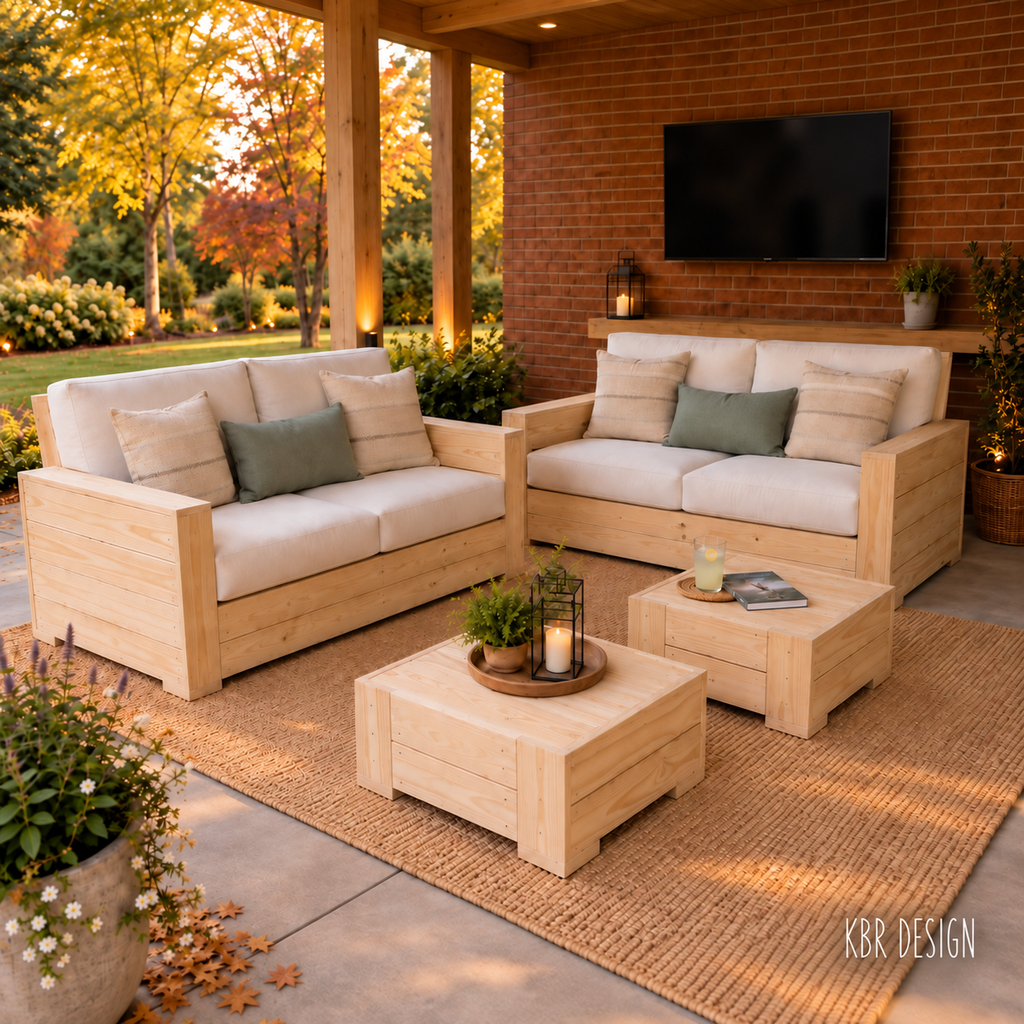 -Custom Outdoor Patio Sets - Sofa + Ottoman-