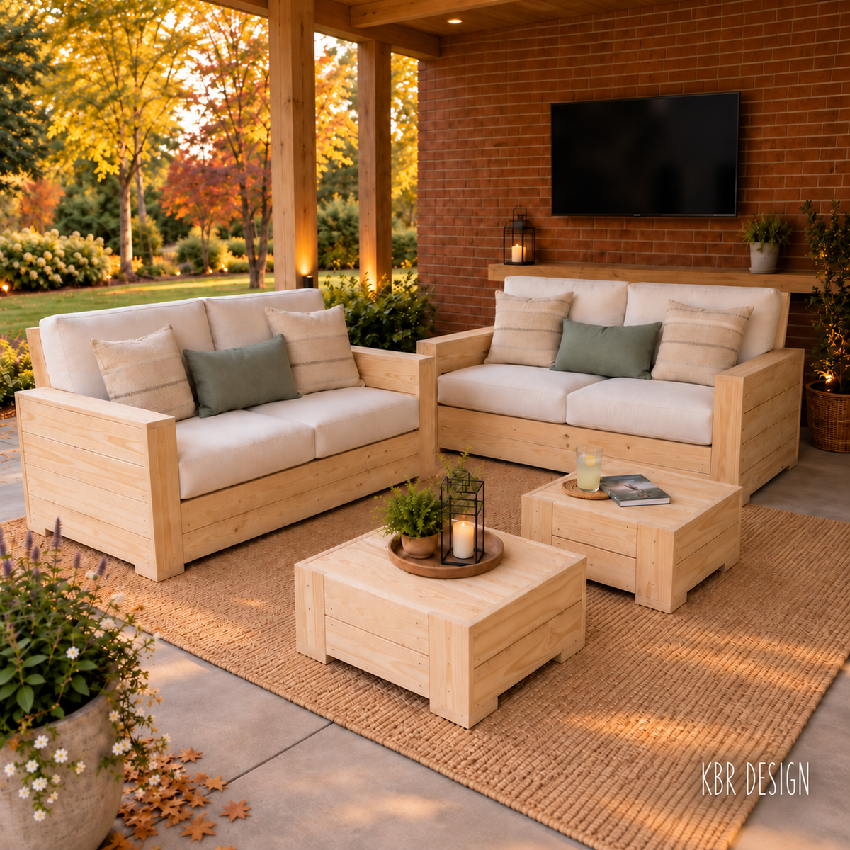 -Custom Outdoor Patio Sets - Sofa + Ottoman-