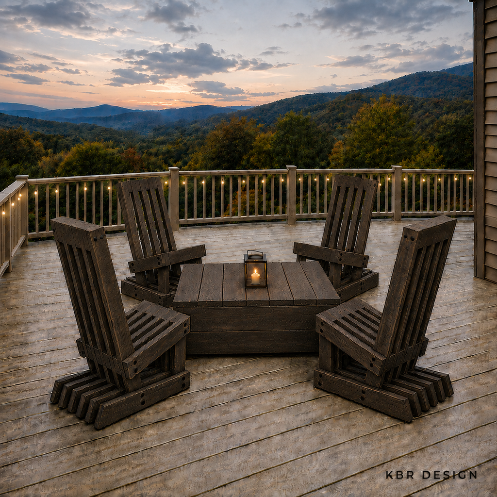 -Custom Original Shadow Slat™ Outdoor Chair Set (4) + Low Profile Outdoor Table-