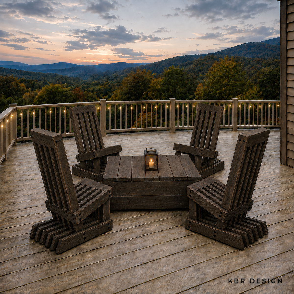 -Custom Original Shadow Slat™ Outdoor Chair Set (4) + Low Profile Outdoor Table-