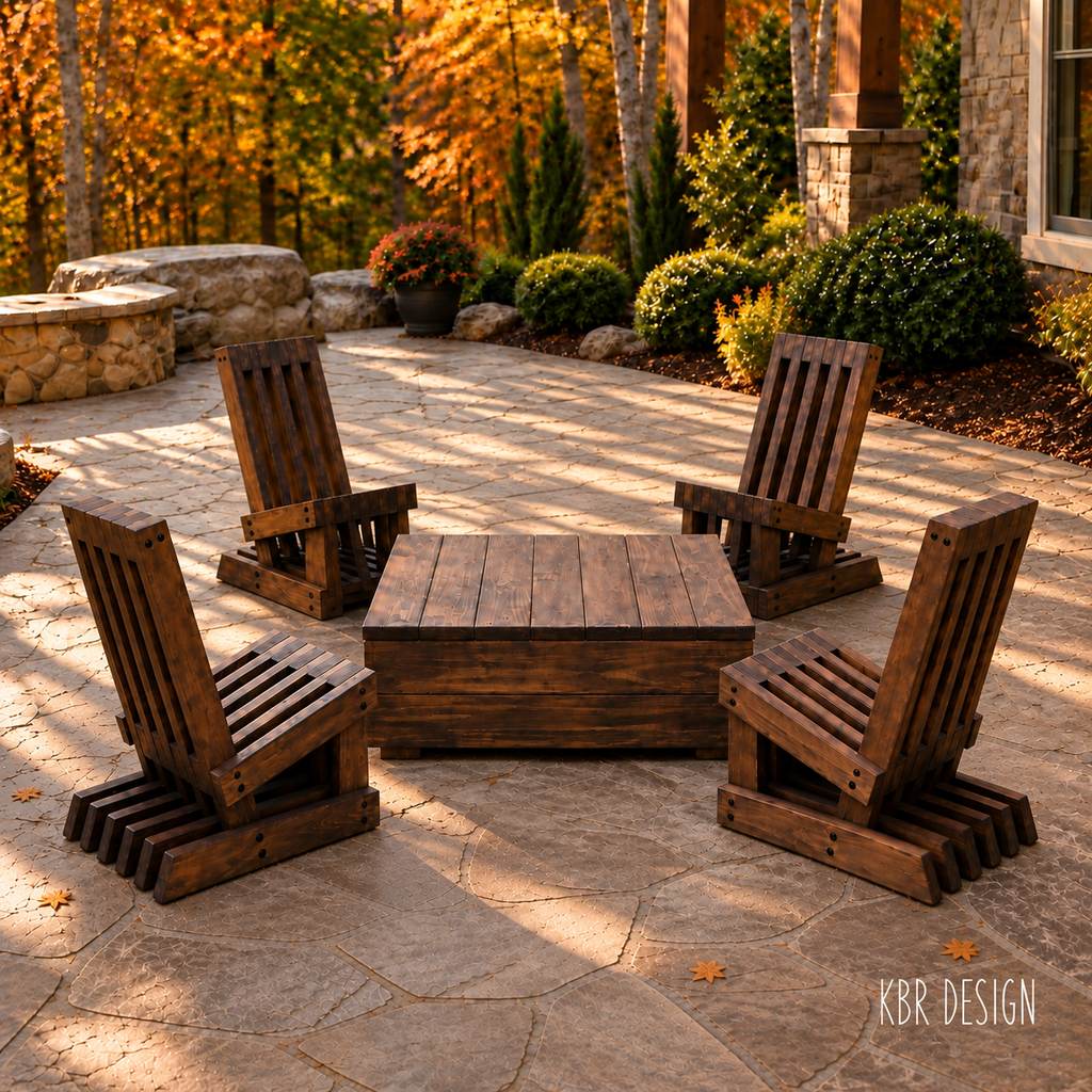 -Custom Original Shadow Slat™ Outdoor Chair Set (4) + Low Profile Outdoor Table-