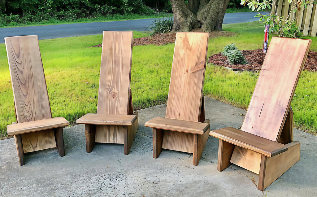 -Outdoor Plank Chairs Set (4)-