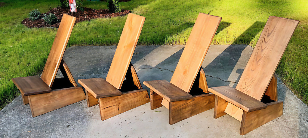-Outdoor Plank Chairs Set (4)-
