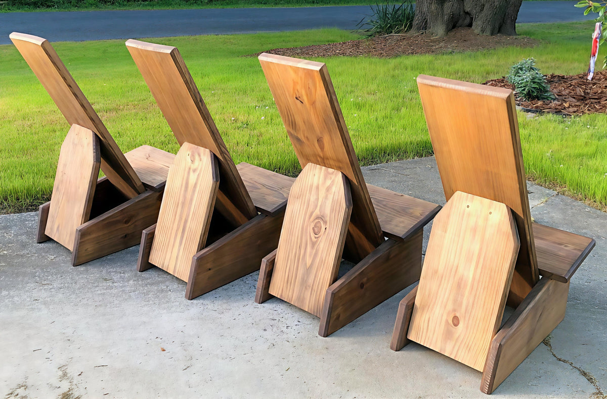 -Outdoor Plank Chairs Set (4)-
