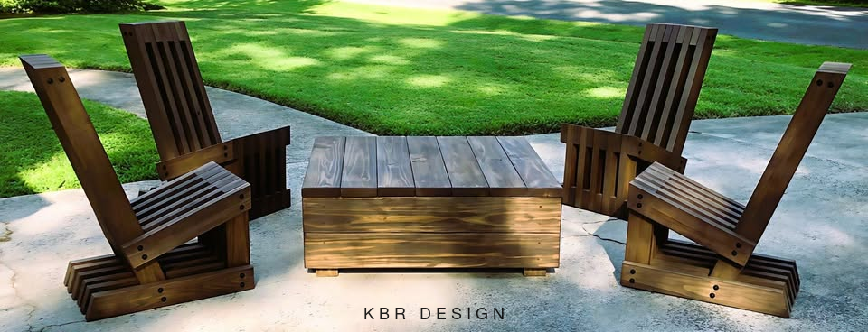 -Custom Original Shadow Slat™ Outdoor Chair Set (4) + Low Profile Outdoor Table-