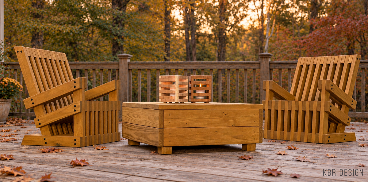 -Custom Shadow Slat™  Outdoor Lounger (2) + Low Profile Outdoor Table-