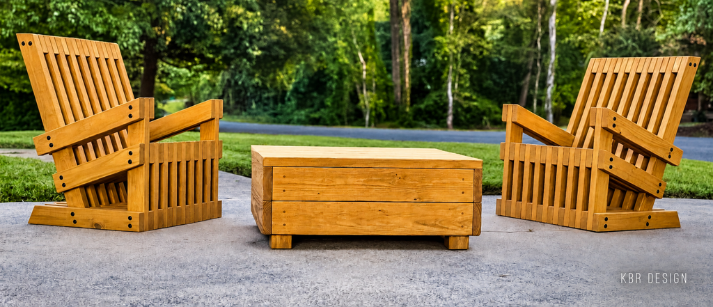 -Custom Shadow Slat™  Outdoor Lounger (2) + Low Profile Outdoor Table-