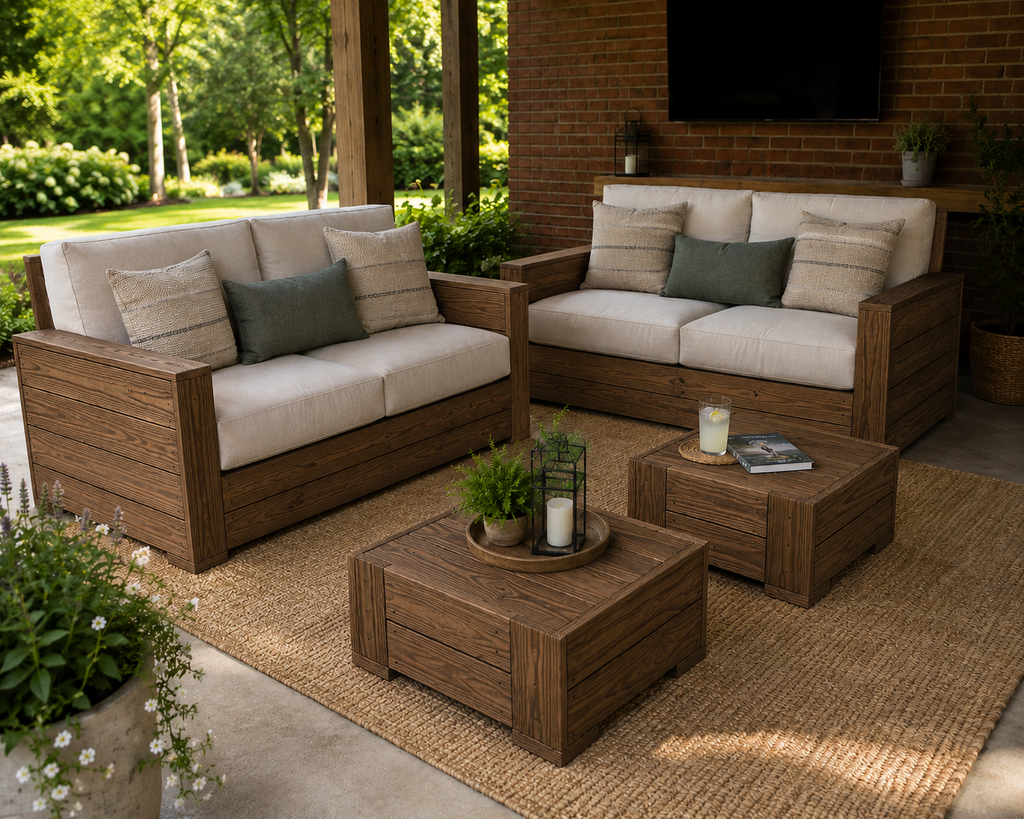 -Custom Outdoor Patio Sets - Sofa + Ottoman-