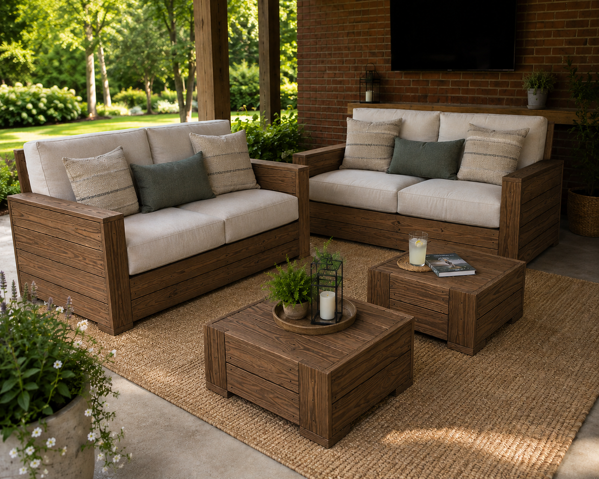 -Custom Outdoor Patio Sets - Sofa + Ottoman-