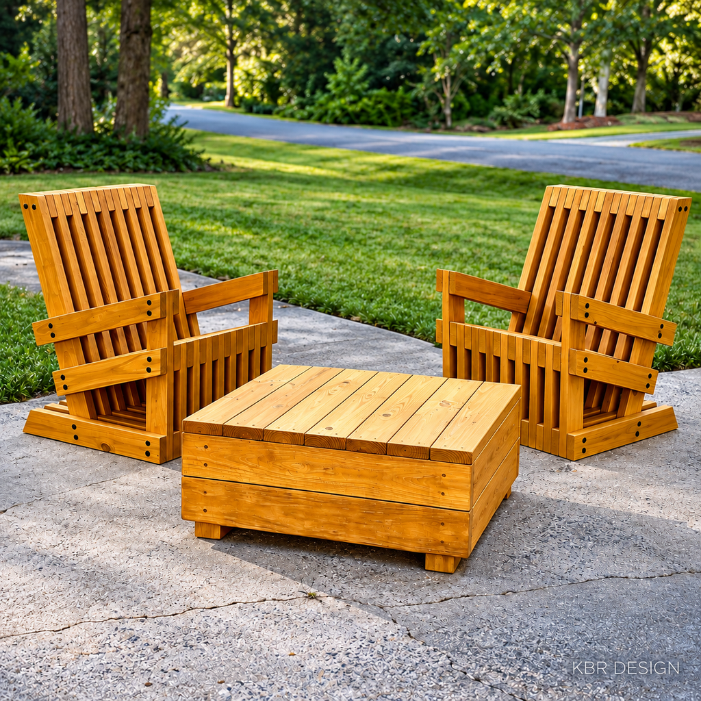 -Custom Shadow Slat™  Outdoor Lounger (2) + Low Profile Outdoor Table-